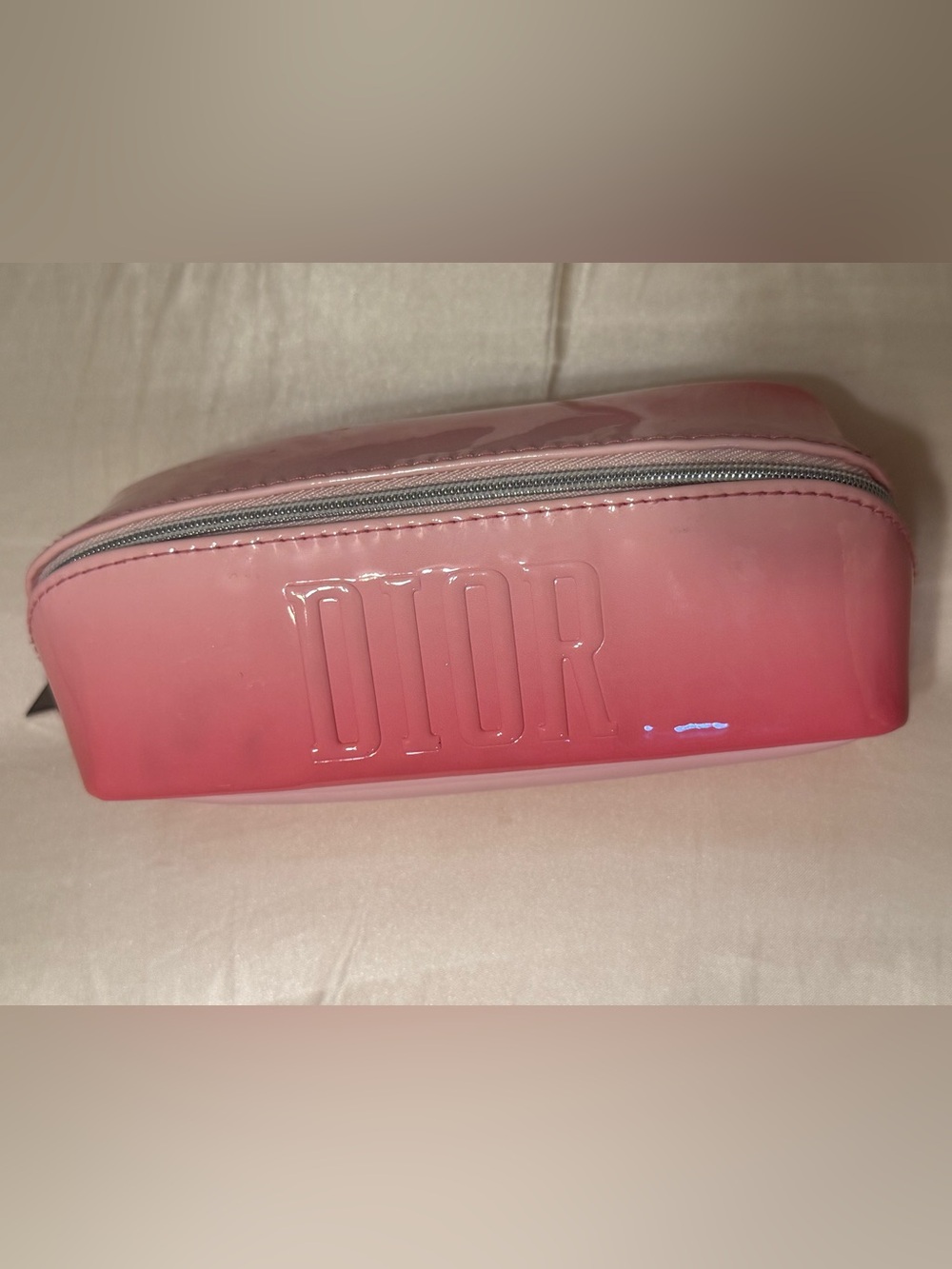 Dior Pink Patent Embossed Logo Cosmetic Pouch